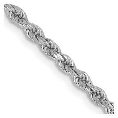 Black Bow Jewelry 2.25mm 10k White Gold Solid Diamond Cut Rope Chain Necklace