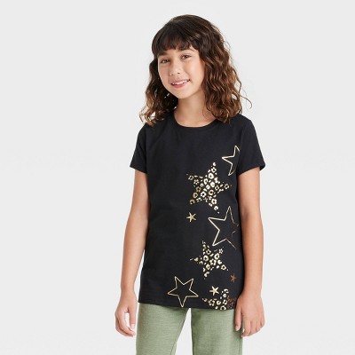 Girls' 'Stars' Short Sleeve Graphic T-Shirt - Cat & Jack™ Black