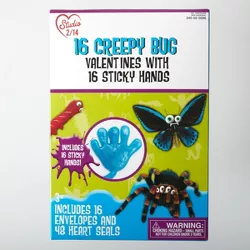 Paper Magic 16ct Creepy Bug Valentine's Day Classroom Exchange Cards with Sticky Toys