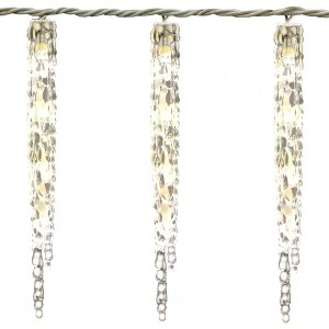GE StayBright Random Sparkling 13-Count 52 LED Ice Crystal Icicle Set Warm White - 1 of 3