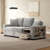 Christopher Knight Home Arvi 79.3'' Modern Chenille Upholstered Loveseat with Console, Storage Armrest and Pillows - 2 of 4