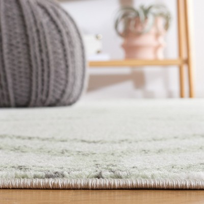 Ivory and Sage Geometric Hand-Knotted 6' x 9' Rug