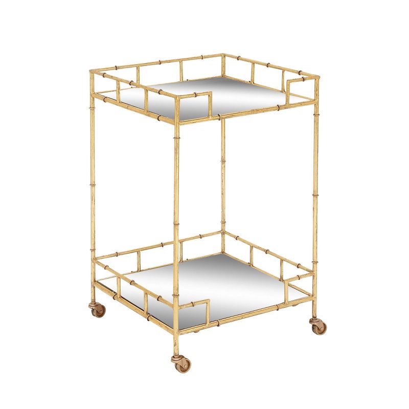 Contemporary Square Bar Cart with 2 Mirrored Trays Gold - Olivia &#38; May, 4 of 5