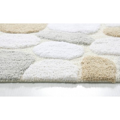 Pebble Pattern Cotton Bath Rug Set in Light Beige