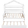 Acekool Full Size House Bed Frame with Twin Trundle, Storage Drawers & Shelves, Roof & Fence, Kids Platform Bed, White - 3 of 4
