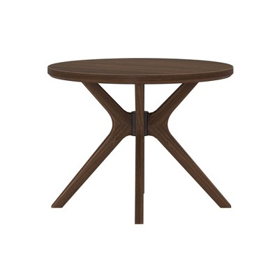 Verso 38'' Round Walnut Wood Dining Table with Cross-Leg Base
