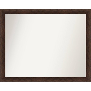 31"x25" Non-Beveled Narrow Wood Bathroom Wall Mirror Warm Walnut - Amanti Art: Rectangle, Wall Mount, No Assembly - 1 of 4