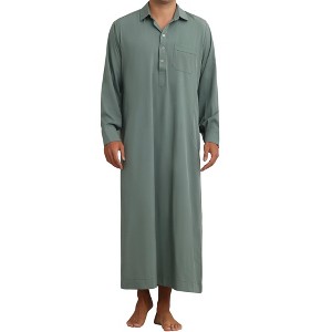 INSPIRE CHIC Men's Long Sleeves Collared Neck Full Length Nightwear - 1 of 4