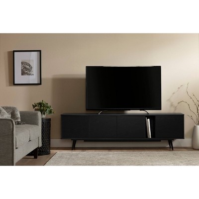 Black Particle Board TV Stand with Cabinets for 65" TVs