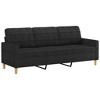 vidaXL Sofa Set Black Fabric (100% polyester), metal, plywood Standard - 4 of 4