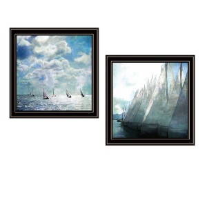 2 Pc Vignette Sail Away Black Framed Wall Art for Living Room, Bedroom Wall Art Print for Home Decor by Bluebird Barn - 1 of 4