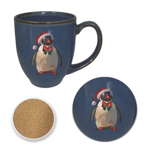 Courtside Market Holiday Penguin with Red Bow 16 oz Hairloom Mug & Coaster Set - 1 of 1