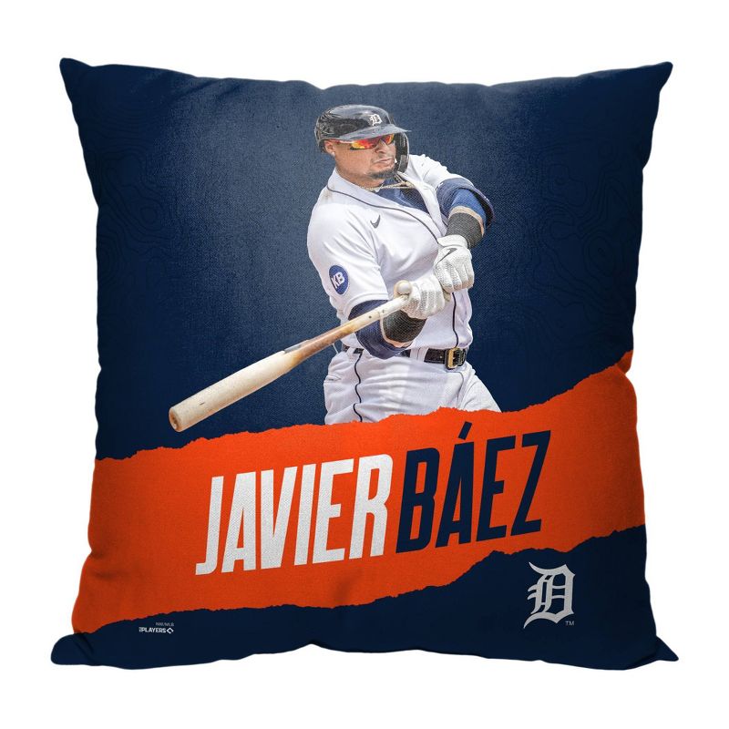 18&#34;x18&#34; MLB Detroit Tigers 23 Javier Baez Player Printed Throw Decorative Pillow, 1 of 6