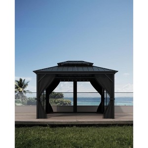 GustoWave 10'x14' Outdoor Double Hardtop Patio Gazebo for Deck, Backyard, Lawn, Garden - 1 of 4