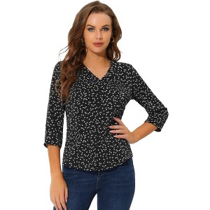 INSPIRE CHIC Women's Polka Dots 3/4 Sleeve Casual Button Front Shirt - 1 of 4