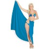 LA LEELA Women's Beach Bikini Swimwear Swim Cover Up Wrap Summer Wraps Swimsuit Beachwear Sarong Coverups Skirts for Women One Size Blue,Solid - 4 of 4