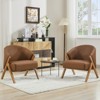 Modern Accent Chair, Mid Century Accent Chair with Teddy Velvet, Upholstered Comfy Reading Chair, Armless Side Sofa Chair for Living Room Bedroom - 2 of 4