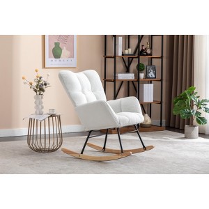 Lyngins Modern Teddy Fabric Home Indoor Rocking Chair,Small Nursery Chair for Bedroom,Kids Room,Living Room - 1 of 3