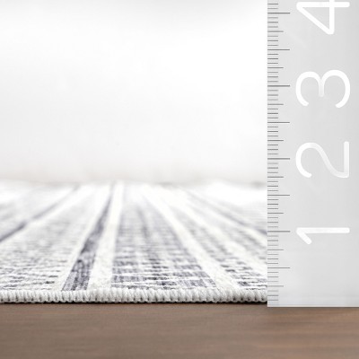 Juni Gray Synthetic 4' x 6' Machine Washable Area Rug