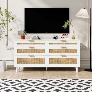 Rattan Storage Cabinet Rattan Drawer, CENGHU 6-Drawer Dresser, Clothes Storage Cabinet, for Bedroom, for Hallway, Living Room, Bedroom - 1 of 4