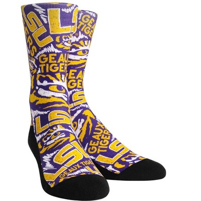 NCAA LSU Tigers - Logo Sketch Purple Rock 'Em Socks (L-XL)