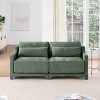 2-Seater Chenille Fabric Sofa, Wooden Frame Small Couch with 2 Lumbar Pillows, Resilient Cushion for Bedroom, Living Room – Koiai - 2 of 4