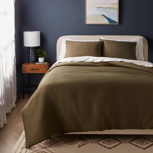 Washed Cotton Sateen Duvet Cover and Sham Set - Threshold™ - 1 of 4