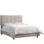 Twin Dolce Button Pulled Bed in Velvet Light Gray - Skyline Furniture