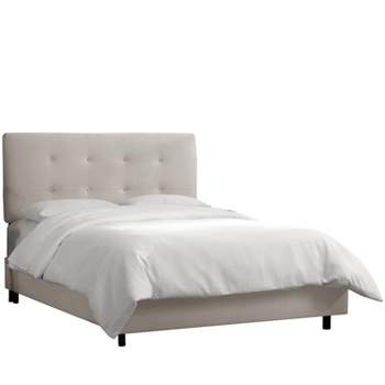 Skyline Furniture Twin Dolce Button Pulled Bed in Velvet Light Gray