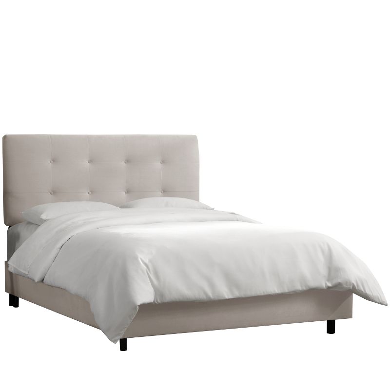Skyline Furniture Twin Dolce Button Pulled Bed in Velvet Light Gray, 1 of 8