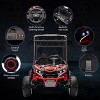 24V Ride On Utv for Kids, 2 Seater Electric Truck with Sun Shade,4WD Electric Car Toy with Remote Control, Led Lights, Music Player, Red - 3 of 4