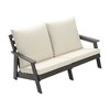 Outdoor Loveseat, Sofa Chair With Cushion, Armrests, Stainless Steel Hardware, Wood Grain Garden Sofa,abstract,gray,53.94in,4.50ft - 2 of 4