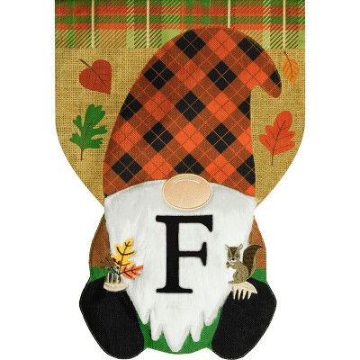 Fall Gnome Burlap Monogram Letter F Garden Flag 18" x 12.5" Briarwood Lane