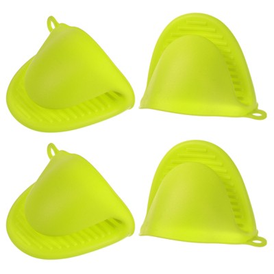Unique Bargains Silicone Heat Resistant Anti-Slip Reusable Oven Mitts 4 Pcs