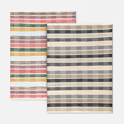 4'x5'6" Check Striped Chindi Handwoven Area Rug - Room Essentials™