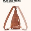 Generic Sling Bag for Women Leather Fanny Pack Crossboday Backpack Brown - 2 of 4