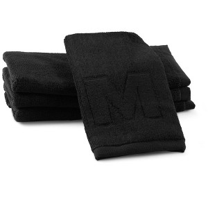 Waterdale Collection - Black Initial Embossed Finger Towel - 1 of 4