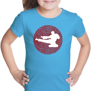 LA Pop Art Girl's Word Art T-shirt -Types of Martial Arts - 1 of 4