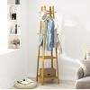 Artloge 3 Tier Free Standing Garment Organizer Natural Bamboo Coat Rack Corner Tall Garment Rack with 8 Hooks for Bedroom Living Room Entryway - 4 of 4