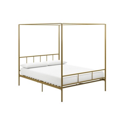 Full Gold Metal Canopy Bed Frame with Headboard
