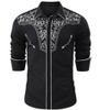 Coolmee Mens Western Embroidered Cowboy Shirts Casual Button Down Long Sleeve Floral Design Shirt - 2 of 4