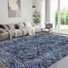 Washable Large Area Rug Vintage Living Room Bedroom Farmhouse Floral Retro Non-Slip Low Pile Distressed Indoor Carpet Home Decor - 4 of 4