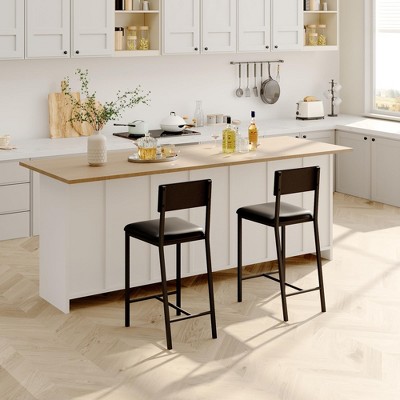 Upholstered PU Dining Chairs - Modern Curved Backrest, 26IN Metal Legs with Sturdy H-Frame, 330lbs Capacity, Kitchen/Bar Seating for Home Dining Room