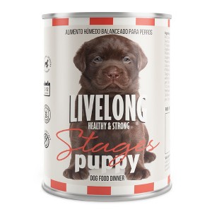 Livelong Healthy & Strong Stages Puppy Chicken Wet Dog Food, 12pk 12.5oz Cans - 1 of 4