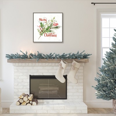 Merry Christmas Framed Canvas Wall Art 22" x 22"