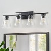 Dewdrop 4-Light Backlit Mirror Vanity Light, Modern Matte Black Wall Sconce with Clear Glass Shades, ETL Certified for Bathroom - 2 of 4