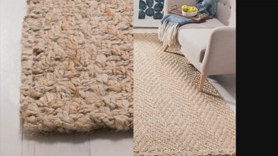 Hand-Knotted Off-White Jute Round Area Rug, 3' x 5'