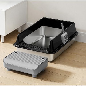Stainless Steel Sifting Cat Litter Box with High Sides and Odor Control ...