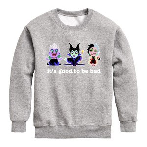 Boys' - Disney Villains - It's Good To Be Bad Graphic Long Sleeve Fleece Sweatshirt - 1 of 4