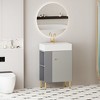 GlasFlength Bathroom Storage Cabinets, Freestanding, Open shelving Bathroom Vanity，Assembly Required, Gray, 21.6"*12.2"*33.8" - 4 of 4